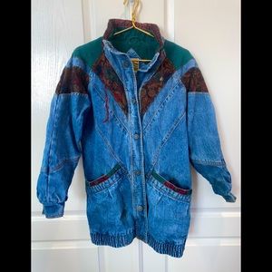 VTG denim / tapestry snap jacket